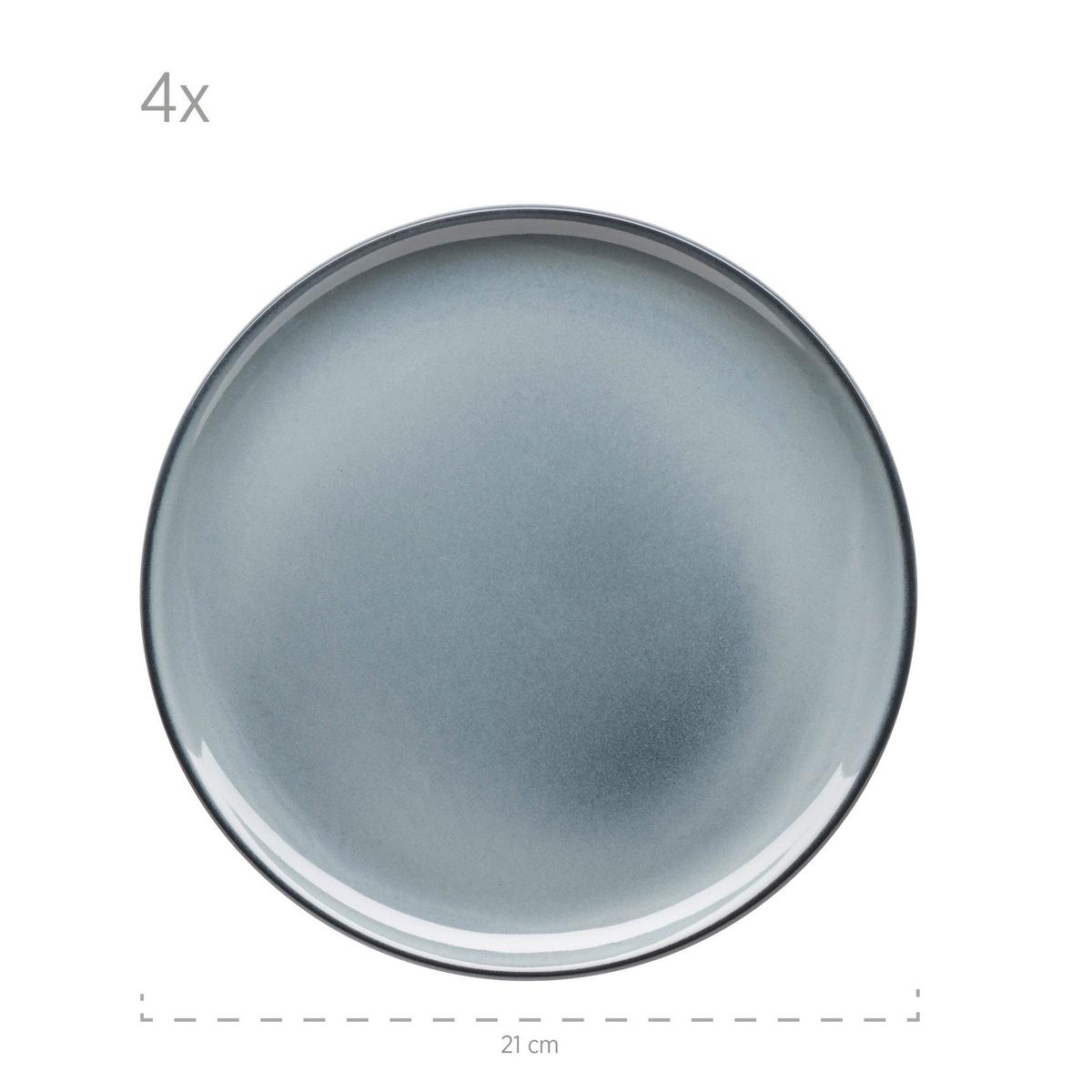 FRÜHSTÜCKSSERVICE LIVIO - Blaugrau, Basics, Keramik - Mäser