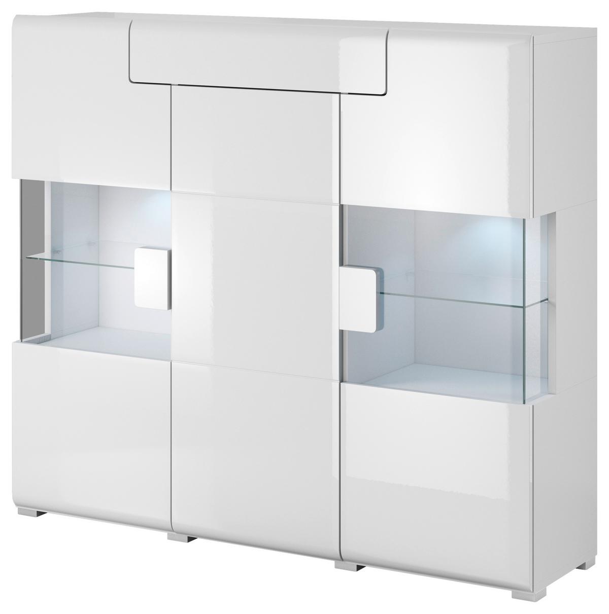 Félmagas Szekrény Toledo - fehér/magasfényű fehér, Modern, faalapú anyag (147/132/39cm)