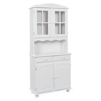 Kredenca Valencia, Z Vitrino, Bela - bela, Trendi, steklo/les (88/198/43cm) - MID.YOU