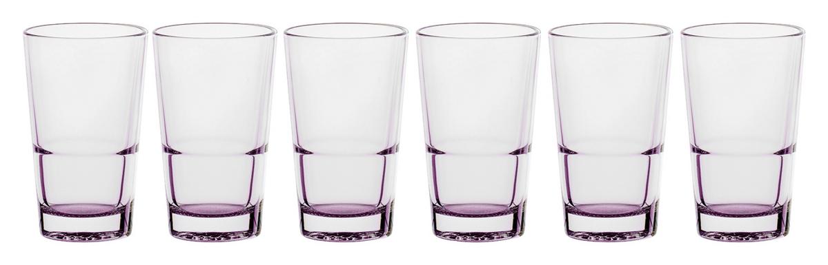 KOMPLET SZKŁA STOŁOWEGO AGNETO - jaskrawy róż, Modern, szkło (420ml) - Bessagi Home