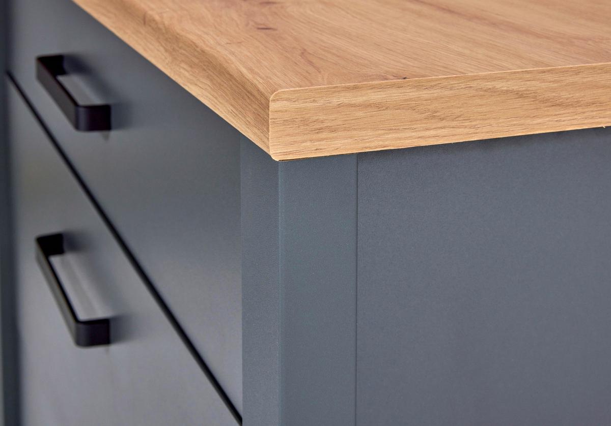 Küchenunterschrank Venet, Anthrazit/Artisan Eiche - Anthrazit/Schwarz, MODERN, Holzwerkstoff/Metall (100/92/60cm) - Mömax