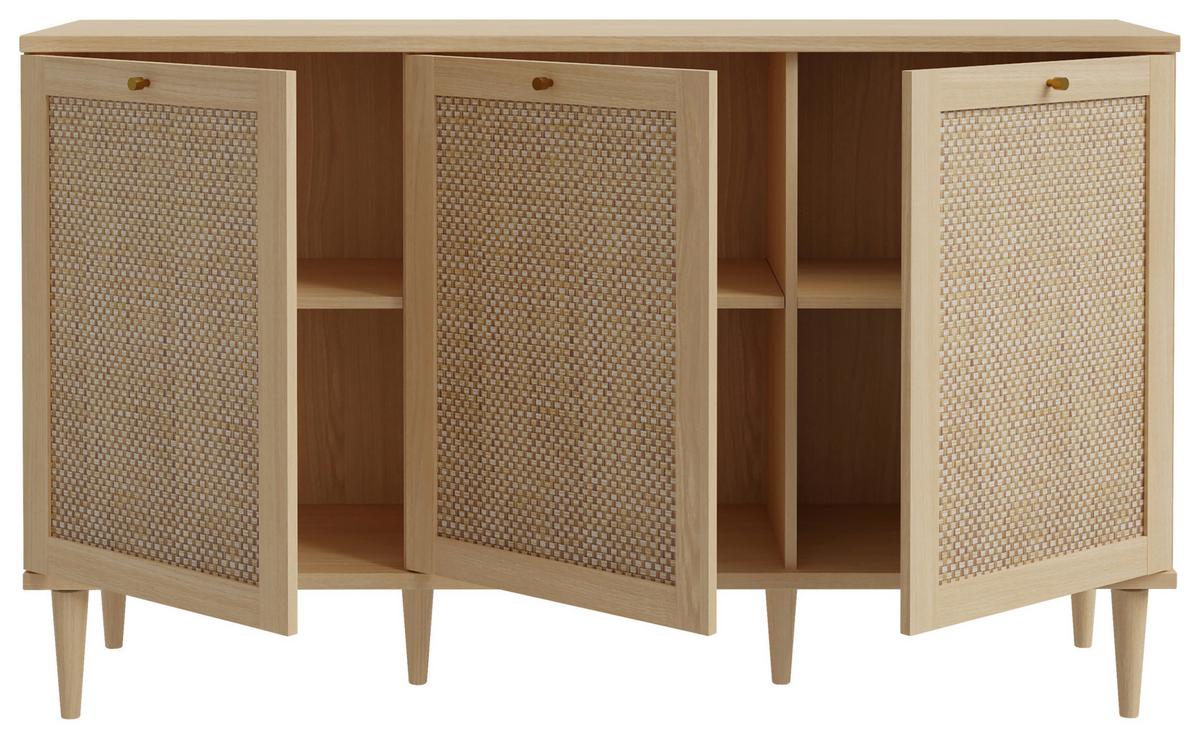 Komoda Calasetta - boje hrasta/zlatne boje, Natur, drvni materijal/metal (149,8/89,8/41,4cm) - Premium Living