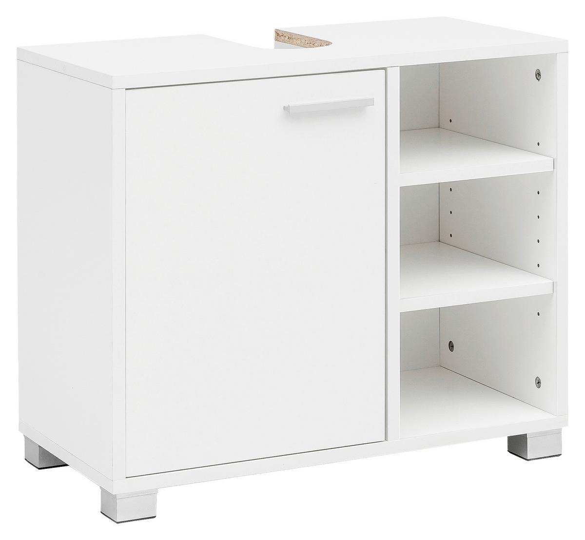 Omarica Za Pod Umivalnik Wl5.341 - bela/barve aluminija, Basics, leseni material (60/55/32cm) - MID.YOU