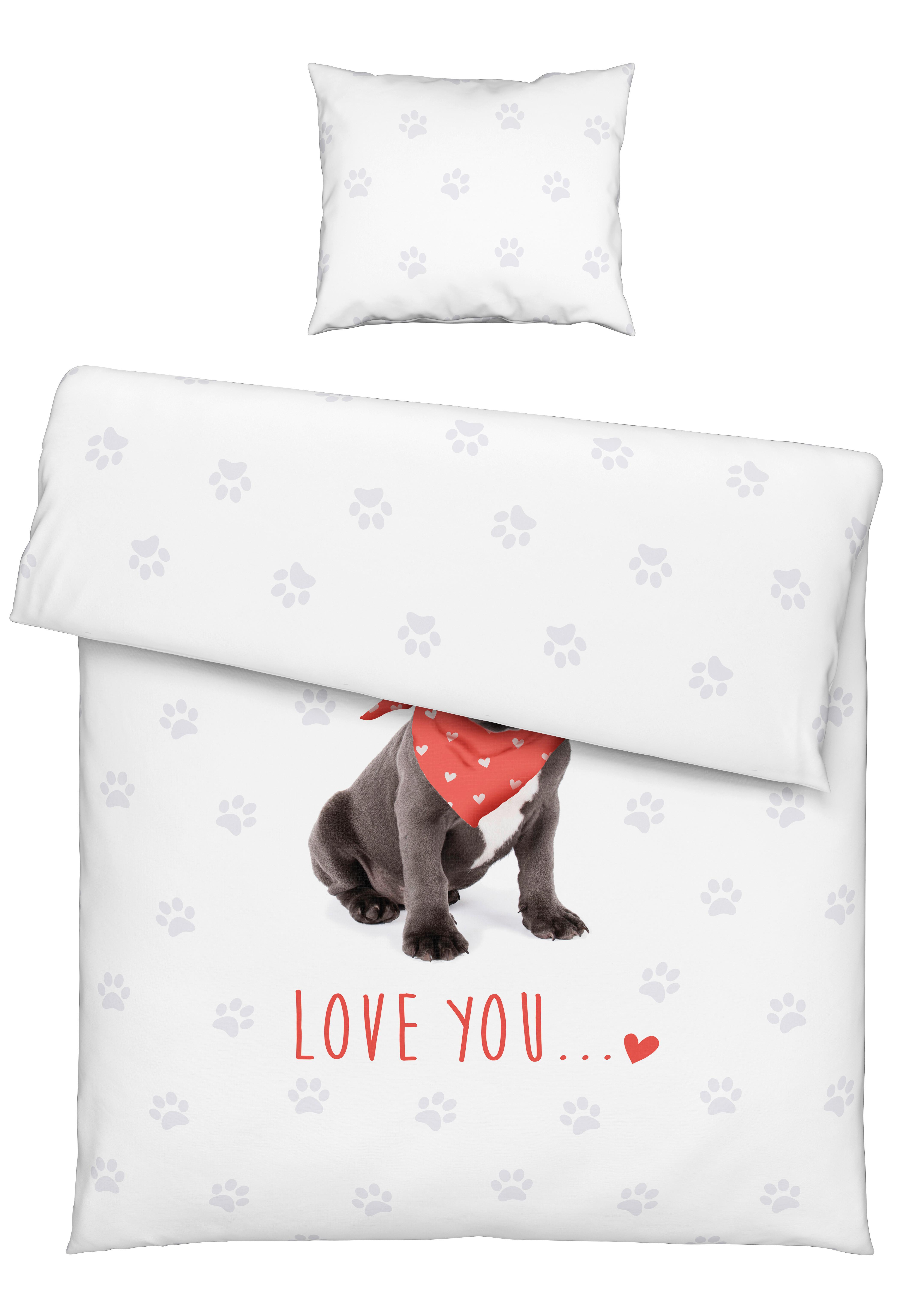 Bettwäsche Buddy ca. 160x210cm - Weiss/Schwarz, Modern, Textil (160/210cm) - Modern Living