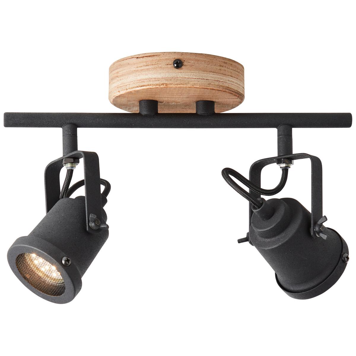Deckenleuchte Inge Braun/Schwarz max. 6 Watt - Schwarz/Braun, Natur, Holz/Metall (30/17,5/12cm) - Brilliant