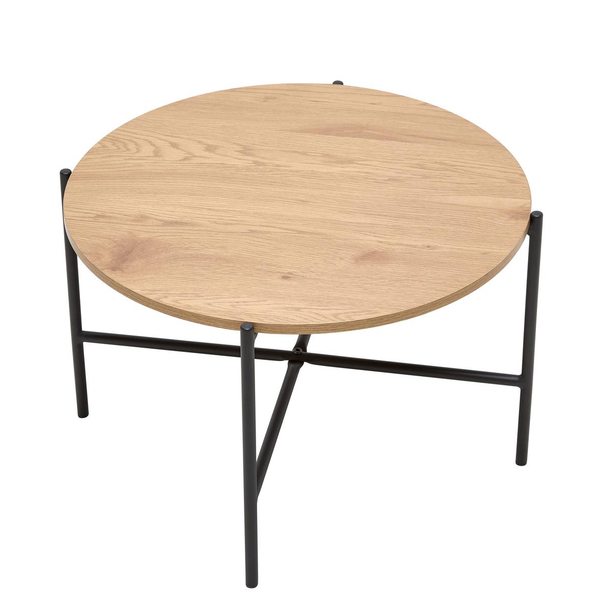 Couchtisch Oslo Eichefarben/Schwarz - Eichefarben/Schwarz, Konventionell, Holzwerkstoff/Metall (60/60/40cm) - Mömax