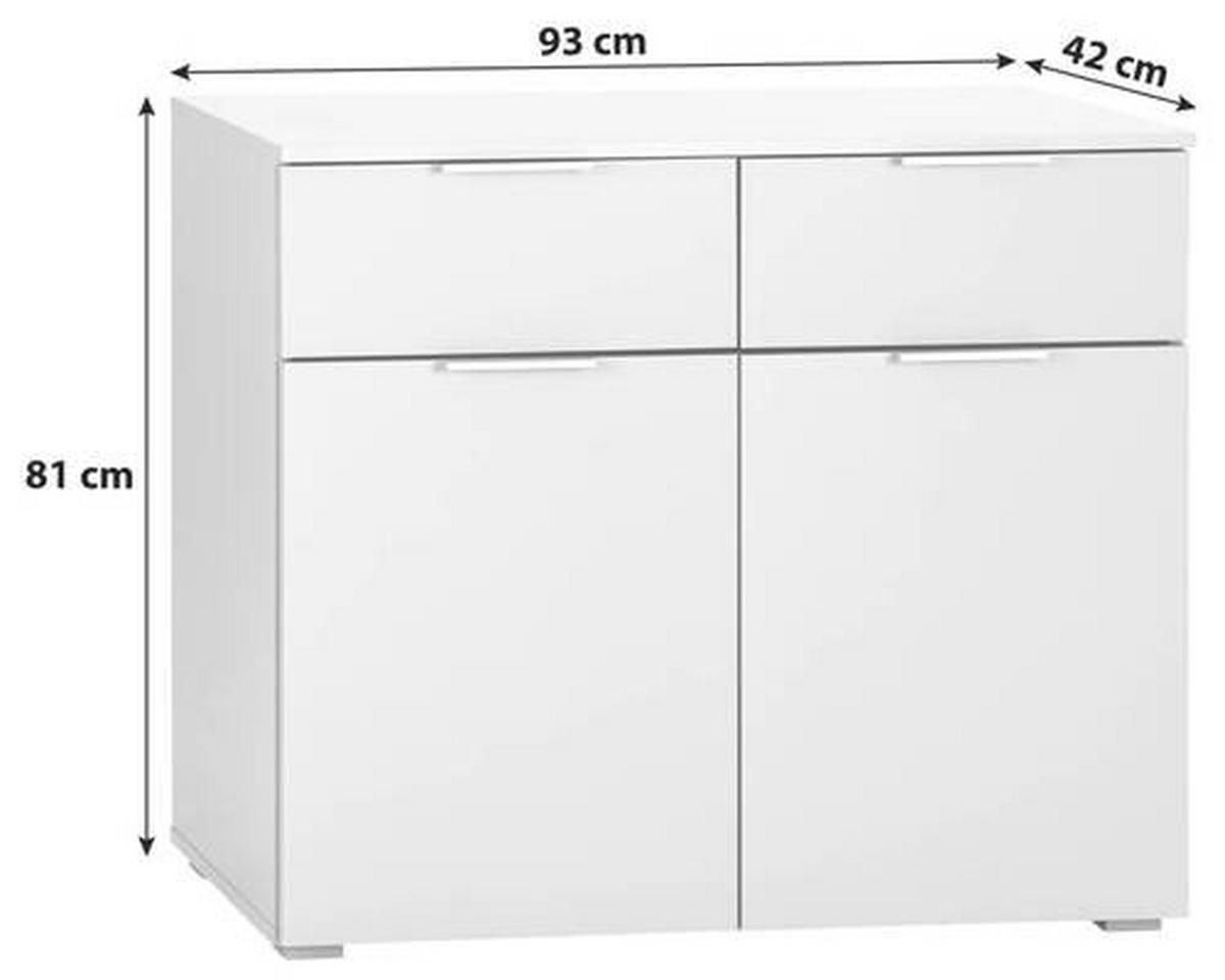 Komoda Alabama - bijela/boje aluminija, Moderno, drvni materijal (93/81/42cm) - Modern Living