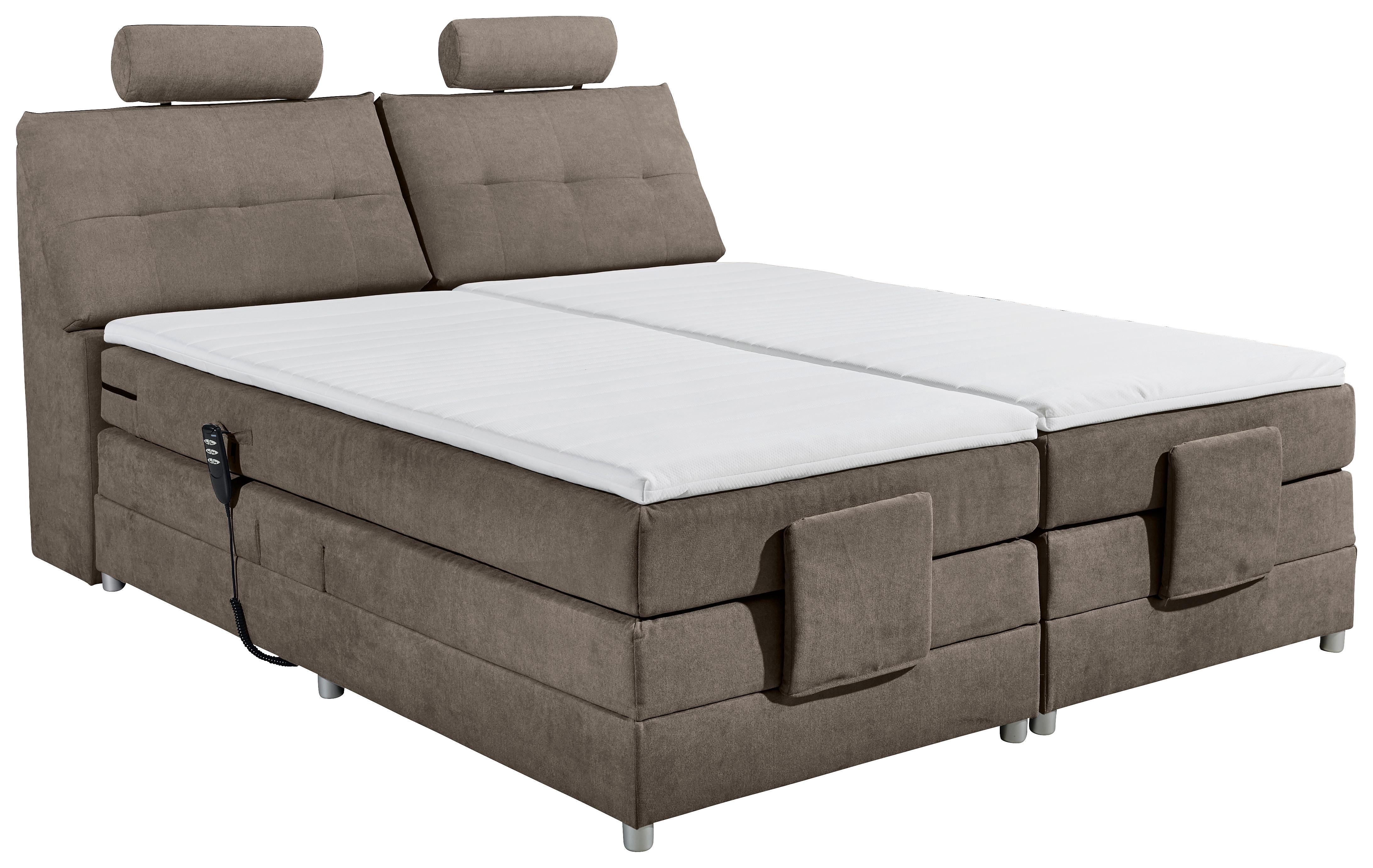 Boxspringbett Palermo elektrisch 180x200cm Braun - Silberfarben/Braun, MODERN, Holzwerkstoff/Kunststoff (180/200cm) - MID.YOU