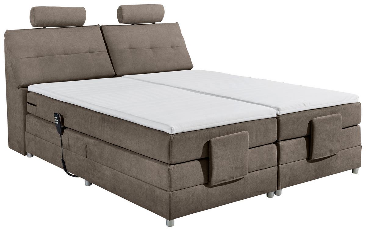 Boxspringbett Palermo elektrisch 180x200cm Braun - Silberfarben/Braun, MODERN, Holzwerkstoff/Kunststoff (180/200cm) - MID.YOU