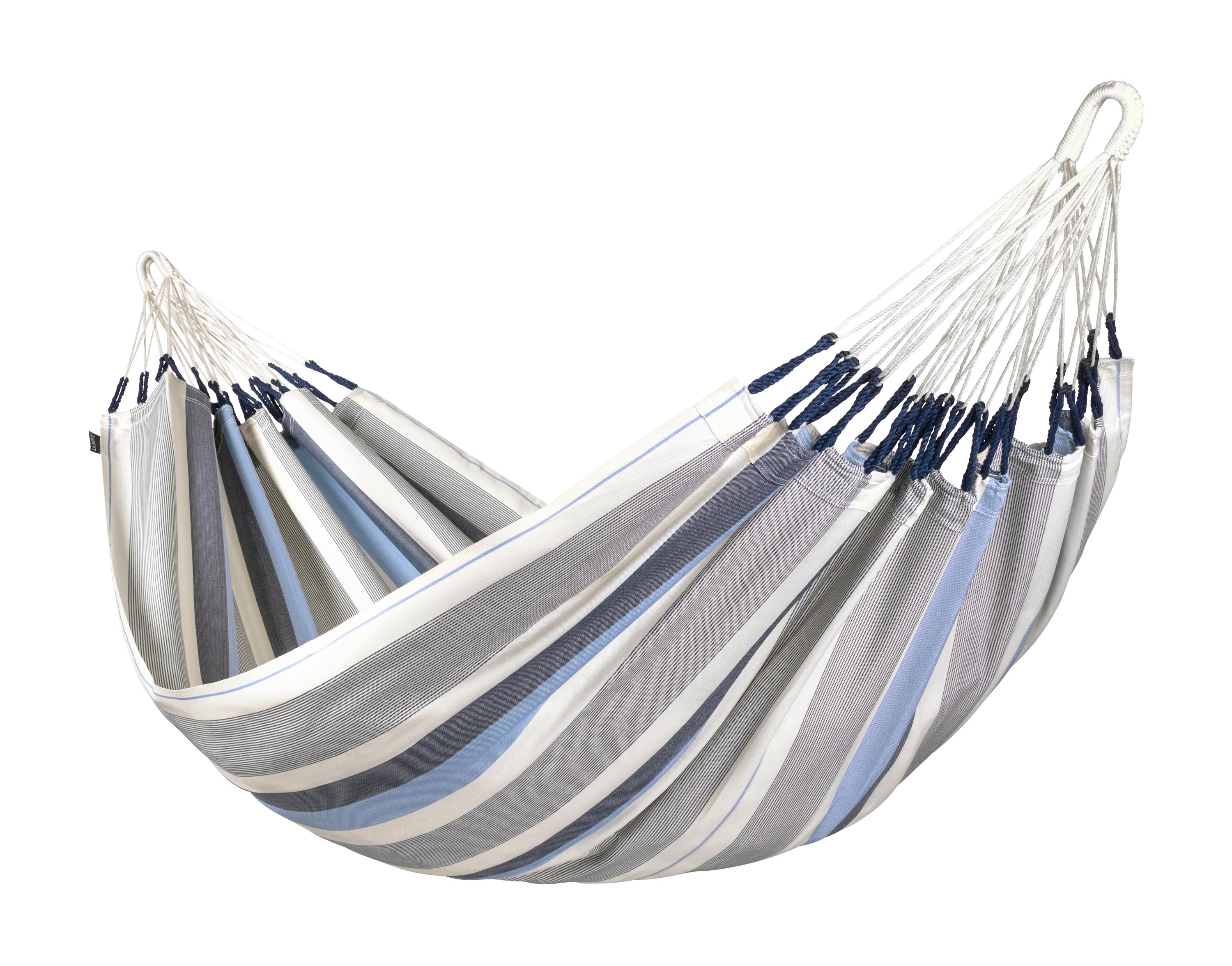 Hängematte Classic Single Hammock Weiß/Hellgrau/Hellblau - Hellgrau/Weiß, Basics, Textil (140/300cm) - La Siesta