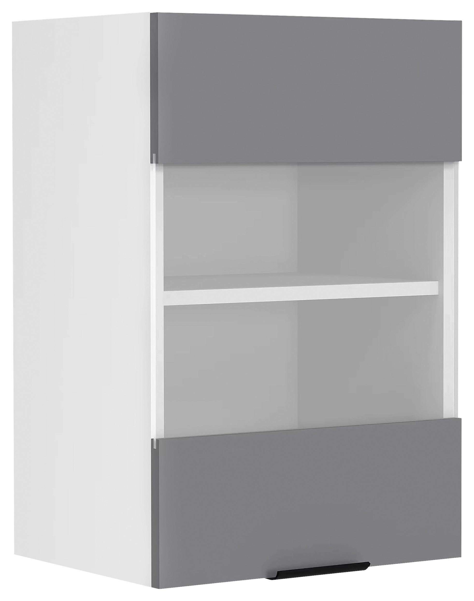 Küchenoberschrank Fasola - Weiss/Anthrazit, Trend, Glas/Holzwerkstoff (40/60/31cm) - MID.YOU