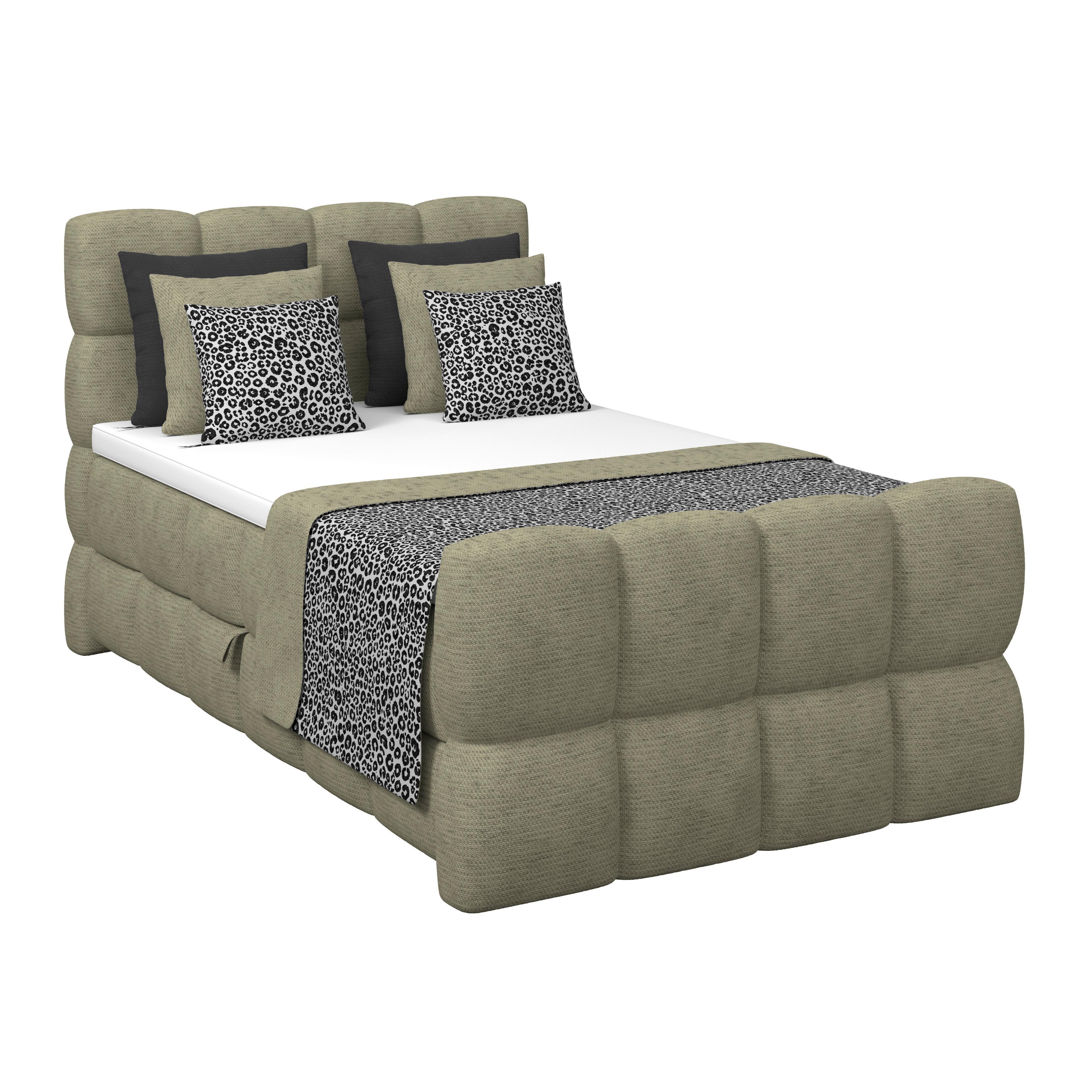 Boxspring Krevet Brisbane - zelena/crna, Trend, drvni materijal/drvo (120/220cm) - Premium Living