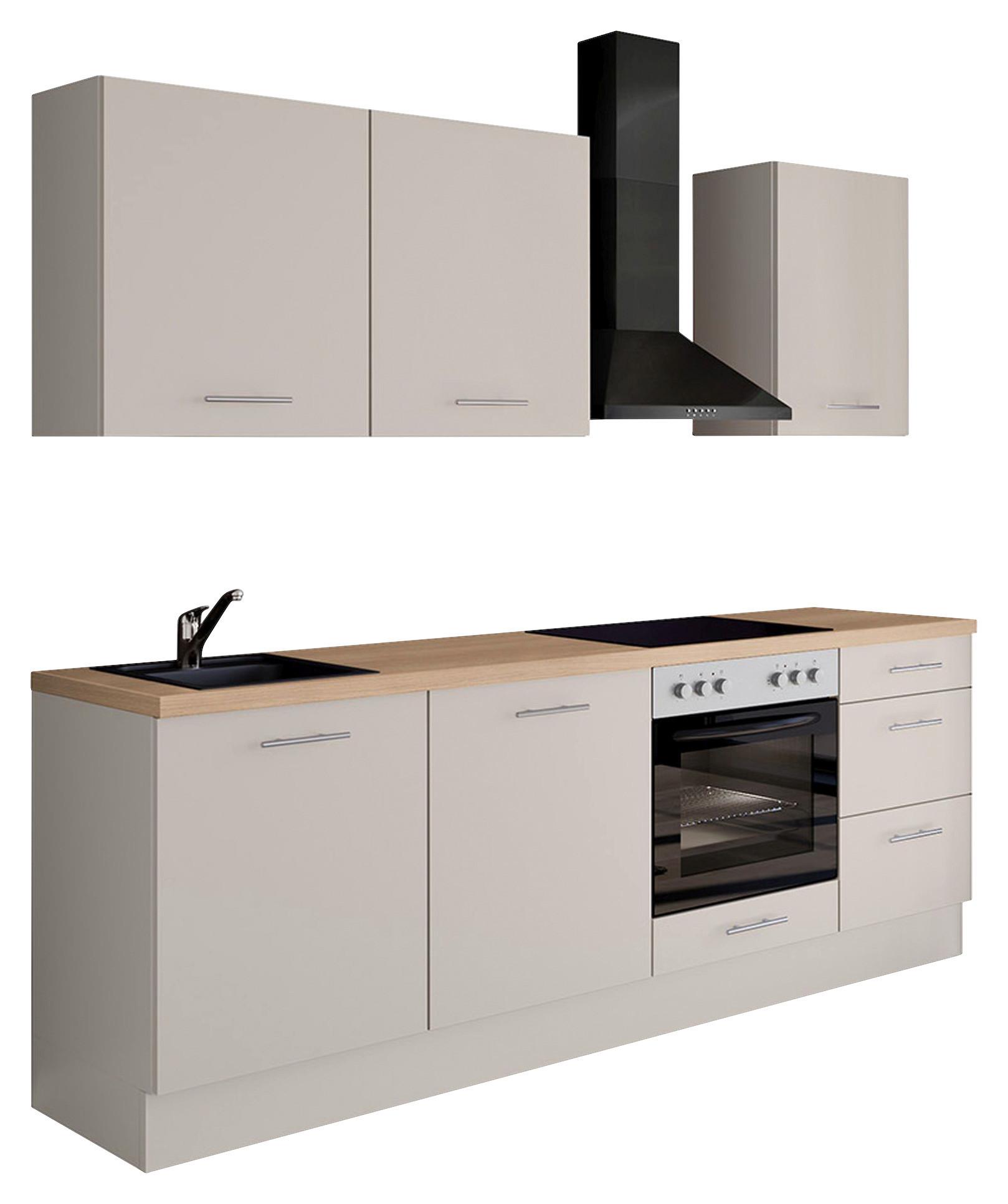 Küchenblock IBZ ohne Geräte ca. 230 cm Magnolie - Edelstahlfarben/Eichefarben, Design, Holzwerkstoff/Metall (230cm) - Impuls