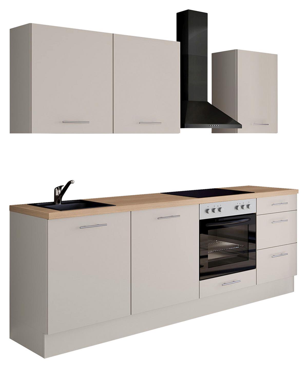 Küchenblock IBZ ohne Geräte ca. 230 cm Magnolie - Edelstahlfarben/Eichefarben, Design, Holzwerkstoff/Metall (230cm) - Impuls