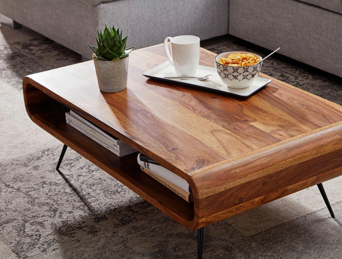 Klubska Miza Wohnling - črna/barve indijskega rožnega lesa, Moderno, kovina/les (90/55/30cm) - MID.YOU