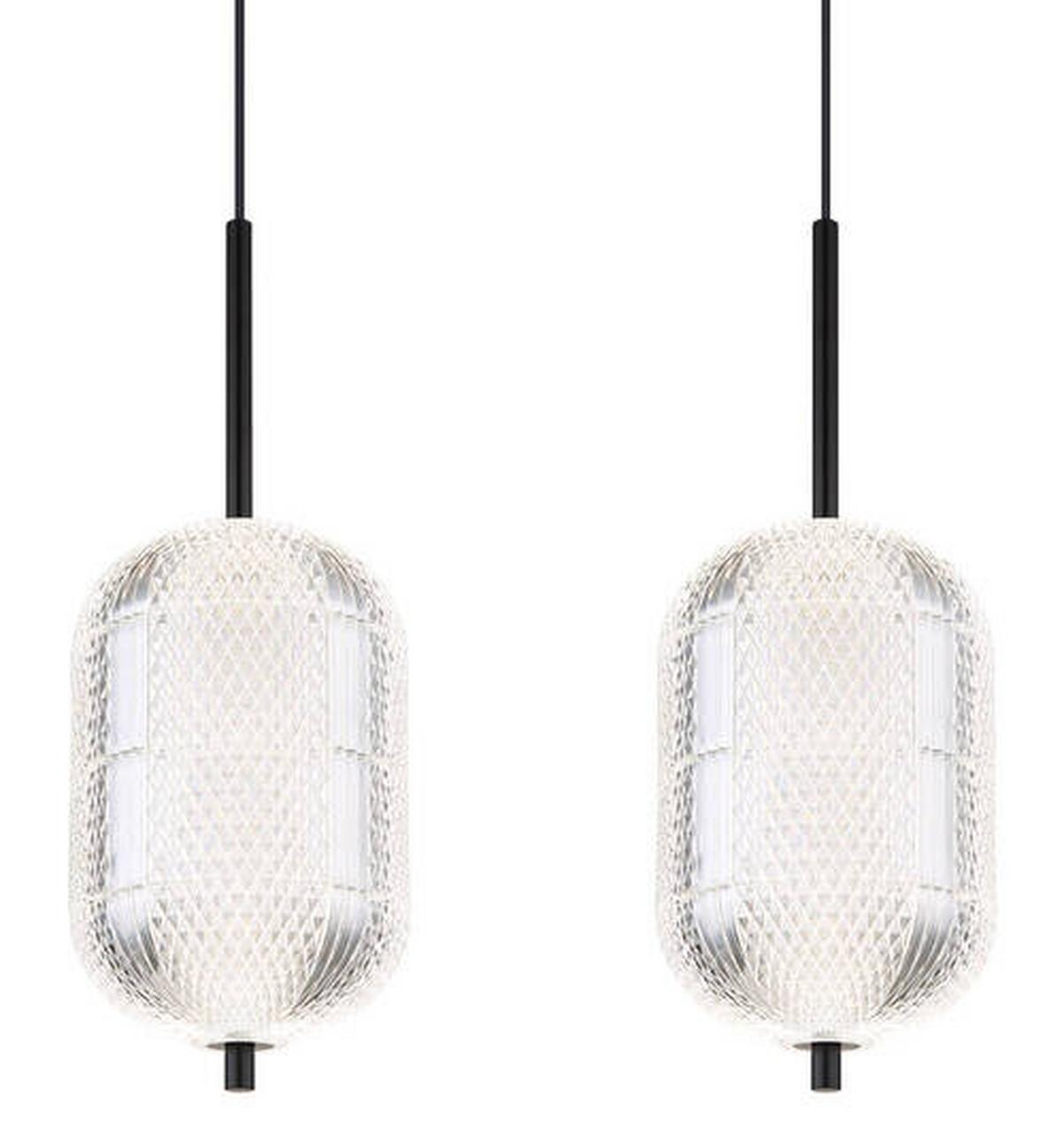 LED-Hängeleuchte Kurius Schwarz max. 60 Watt - Klar/Schwarz, KONVENTIONELL, Kunststoff/Metall (118/15/120cm) - Globo