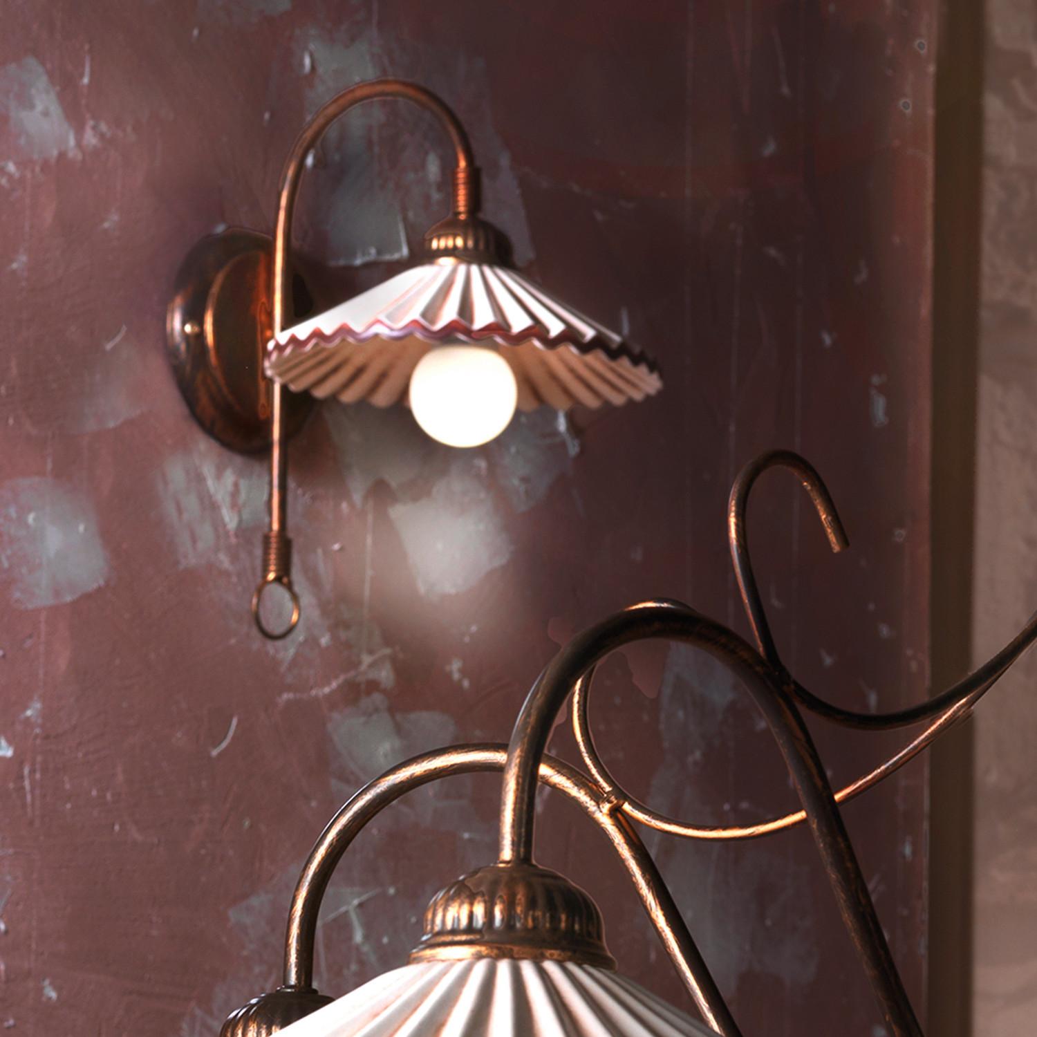 Wandleuchte Rosina Bernstein/Bronze max. 6 Watt - Bernsteinfarben/Bronzefarben, KONVENTIONELL, Keramik/Metall (27/20/30cm)