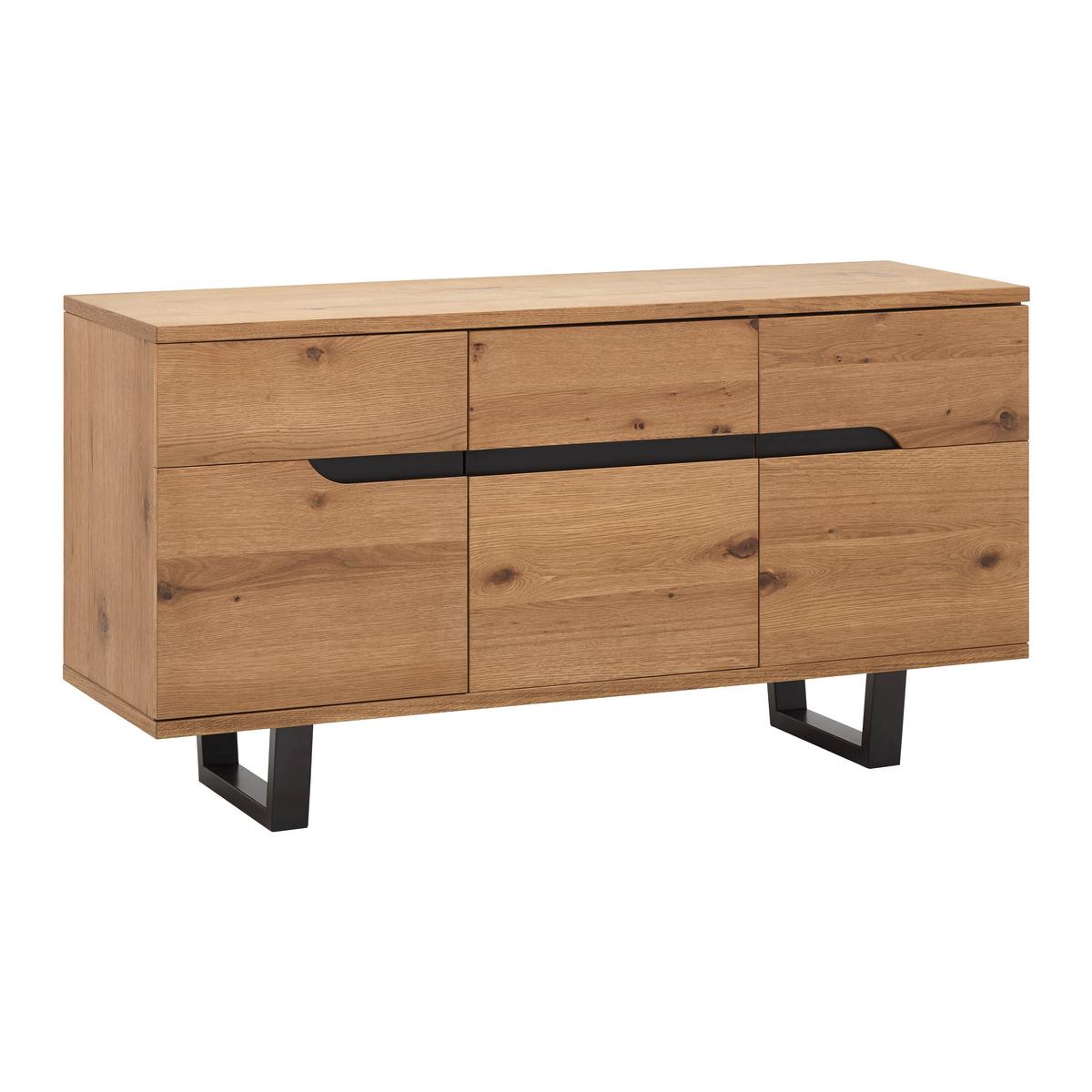 Komoda Juno, Hrast, Kovina - črna/barve hrasta, Moderno, kovina/les (150/78/47cm) - Bessagi Home