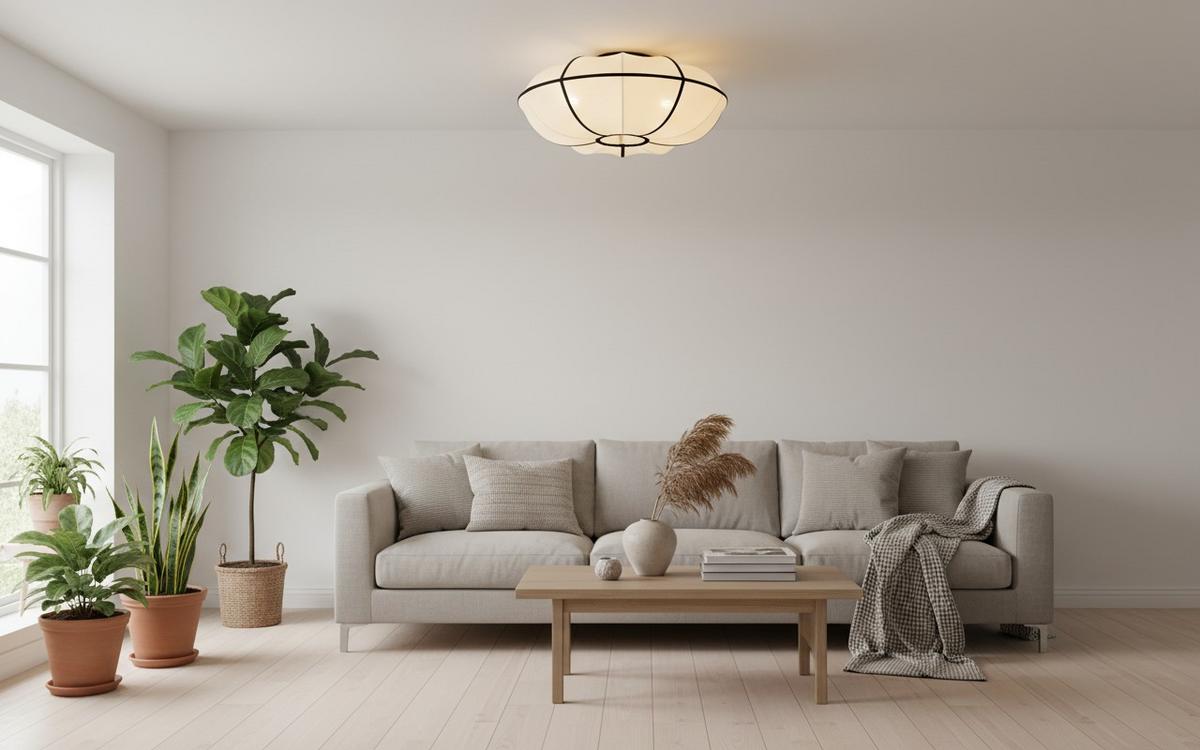 LAMPA WISZĄCA KALINDA - beżowy/czarny, Design, metal/tkanina (50/24cm) - Collett's Monde