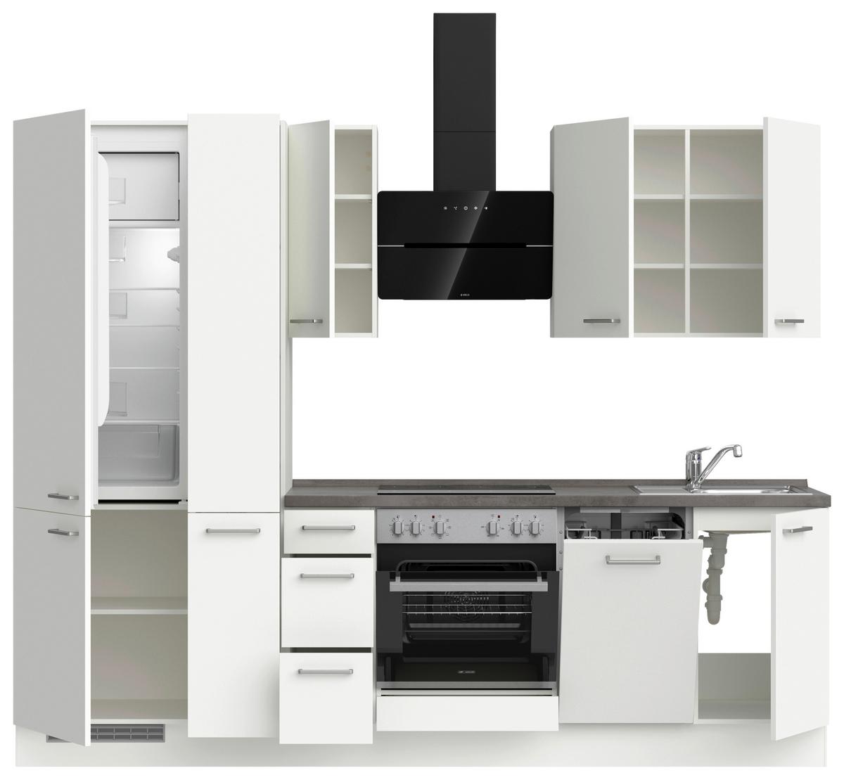 Küchenleerblock Touch High o. Geräte Weiß - Edelstahlfarben/Weiß, MODERN, Holzwerkstoff/Metall (270cm) - Nobilia