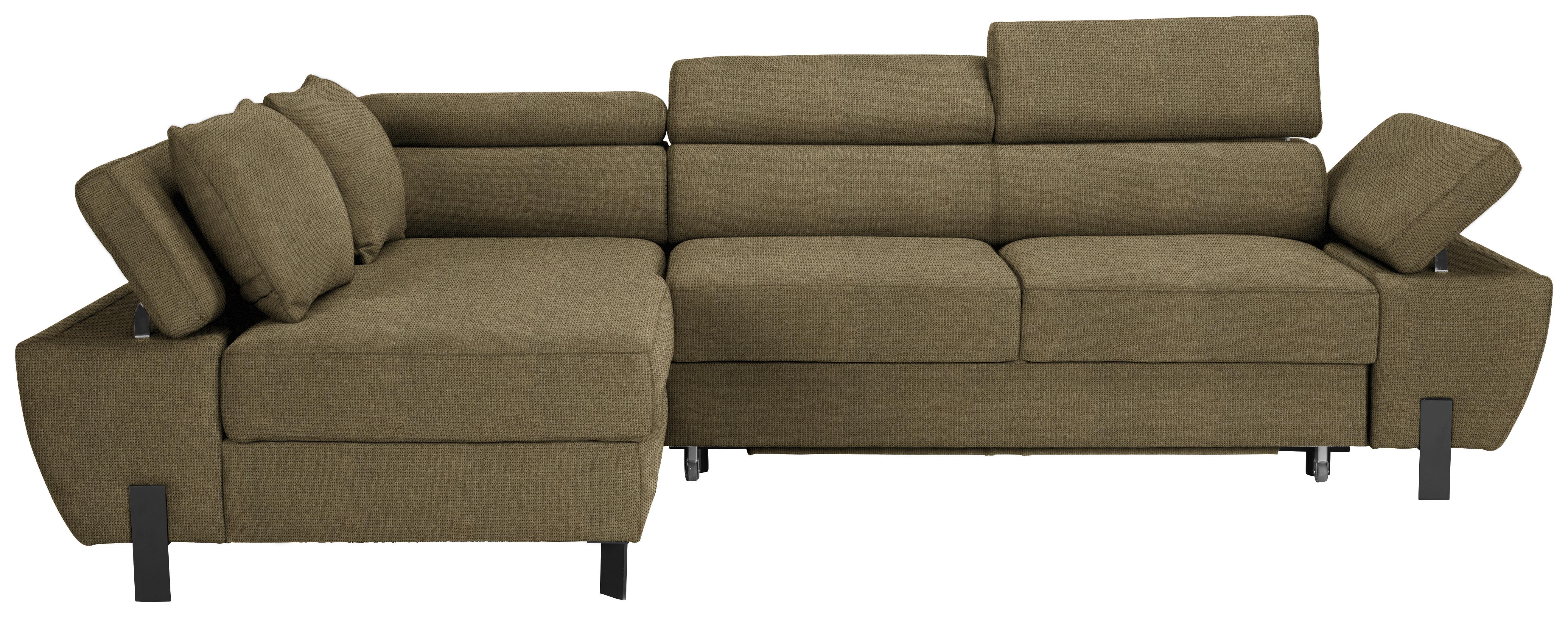 Ecksofa Molina Mini Olivgrün - Schwarz/Olivgrün, MODERN, Textil/Metall (189/277cm) - Mömax