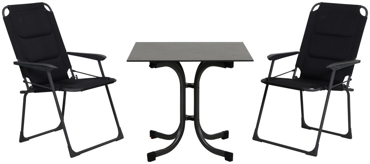Campingtisch Set Premium mit Klappstühlen - Anthrazit/Schwarz, KONVENTIONELL, Kunststoff/Textil - Siena Garden