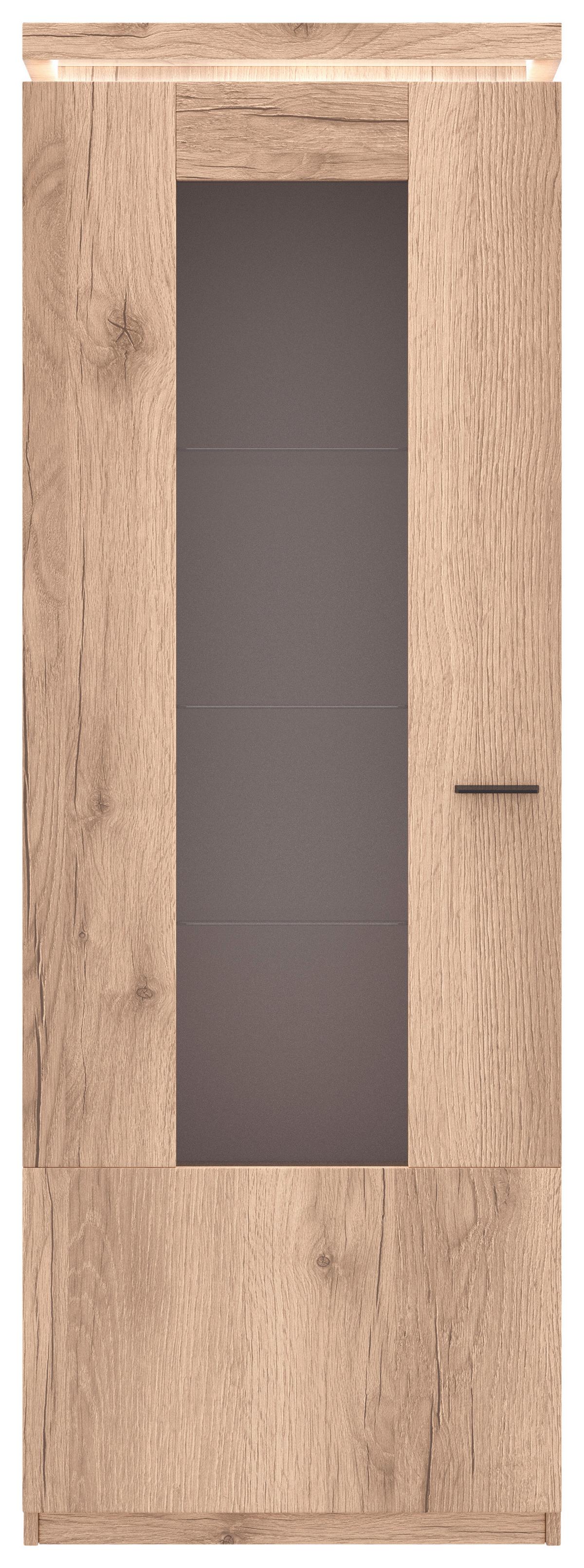 Vitrina Vancouver, Z Osvetlitvijo - barve hrasta/antracit, Moderno, kovina/steklo (70/198/38cm) - Mömax