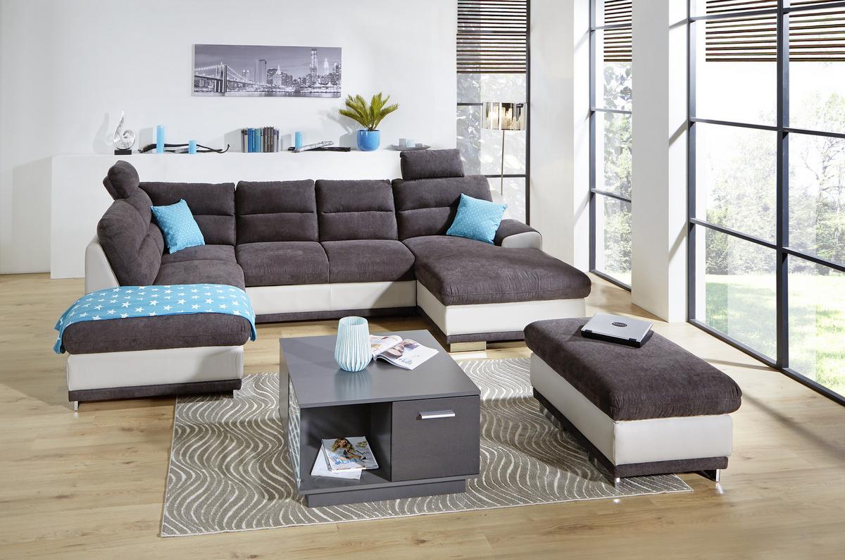 Sedežna Garnitura Seaside, Z Ležiščem, Predalom, Oblika U - barve kroma/siva, Konvencionalno, kovina/tekstil (218/334/165cm) - Premium Living