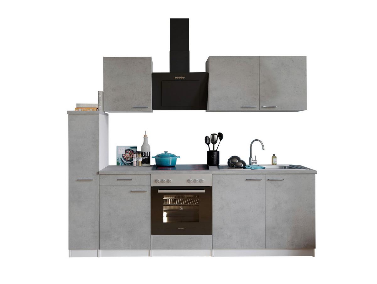 Küchenblock Malia m. Geräten Grau/Weiß - Edelstahlfarben/Weiß, Basics, Holzwerkstoff/Metall (240cm) - Respekta