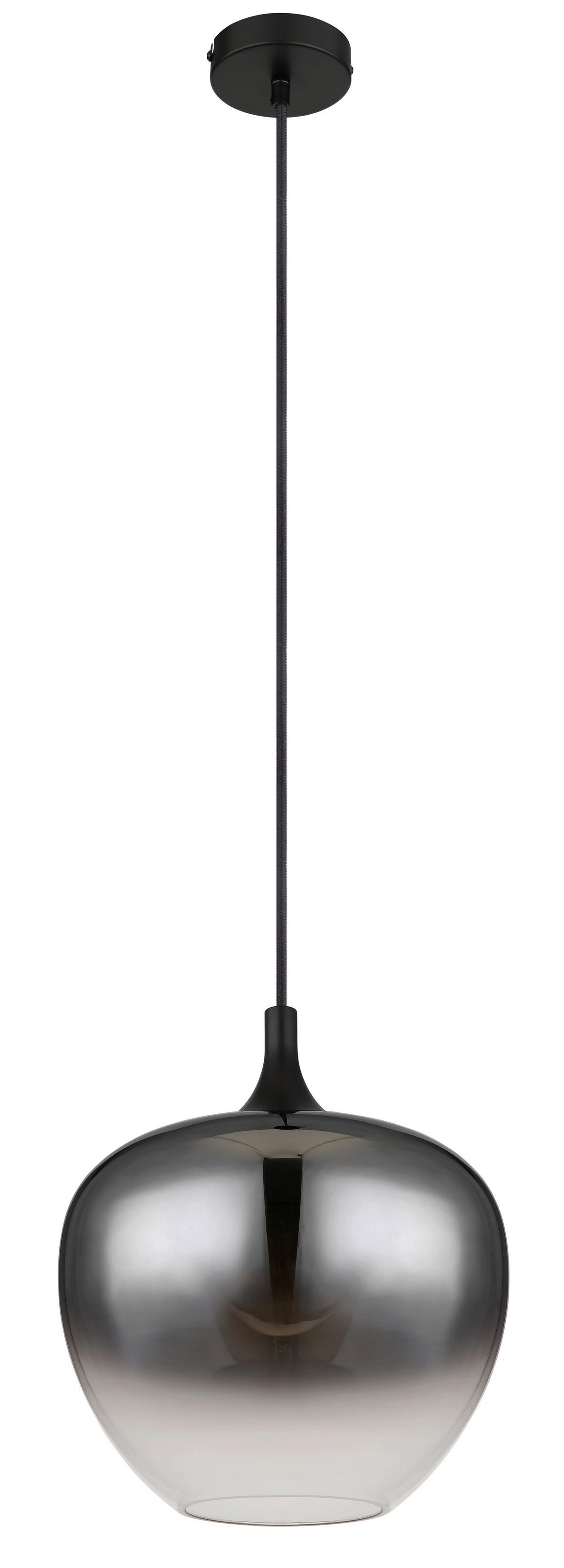 Hängeleuchte Maxy in Rauchfarben max. 60 Watt - Schwarz, Glas/Textil (29/120cm) - Globo
