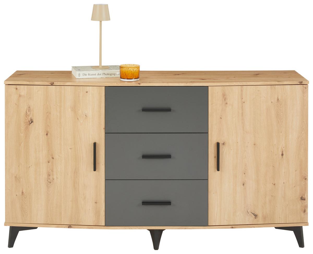 Comodă IVONA - stejar Artisan/antracit, Trend, material pe bază de lemn (160/90/45cm) - Modern Living