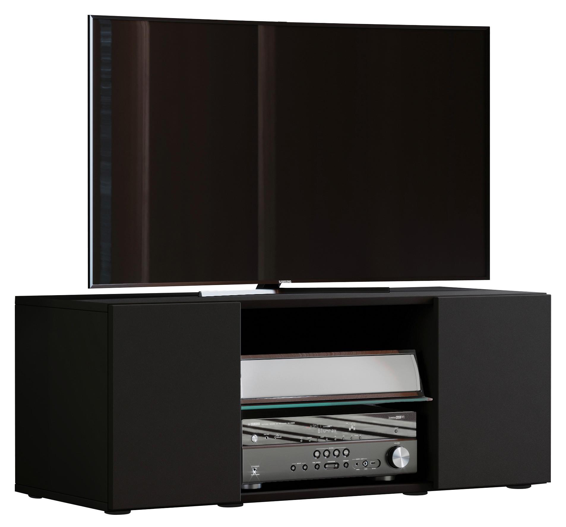 TV-Element Lowina 95 Schwarz - Schwarz, KONVENTIONELL, Glas/Holzwerkstoff (95/37,8/40,3cm) - MID.YOU