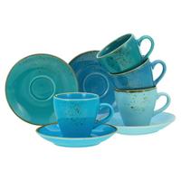 Kavni Servis Aqua, 8-Delni - zlate barve/modra, keramika - Creatable