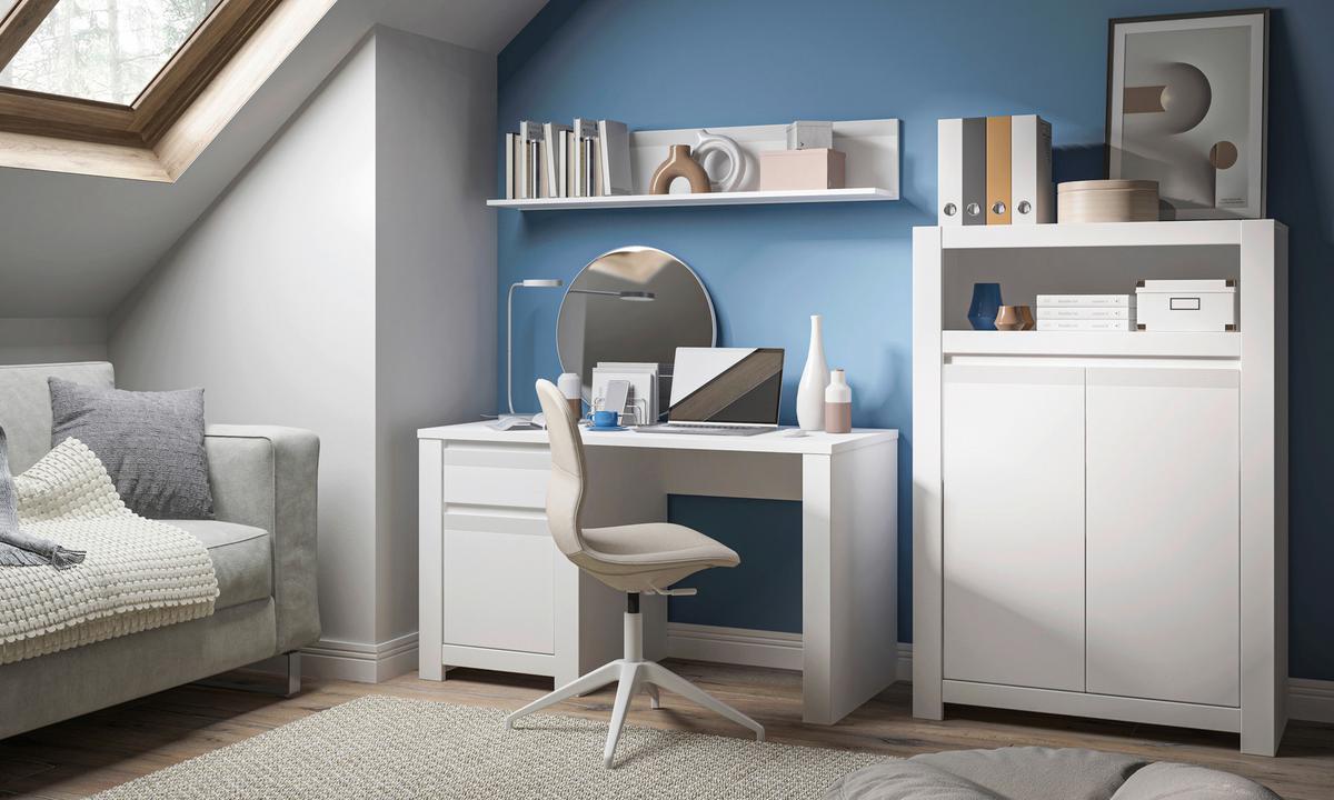 Polica Novi - bijela/crna, Moderno, drvni materijal/plastika (62/198/42,2cm) - Premium Living