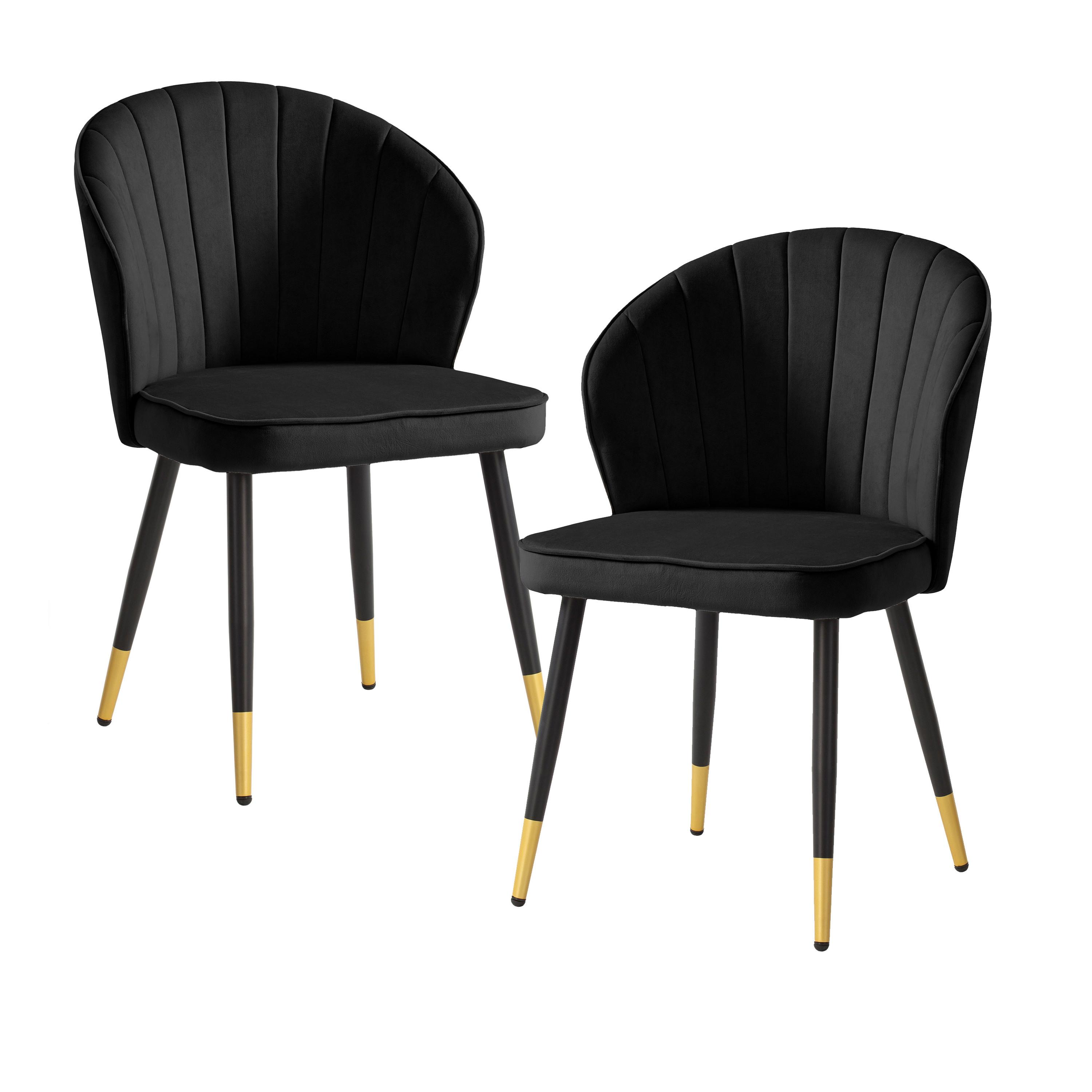 STUHL-SET WL6.951 - Goldfarben/Schwarz, Design, Textil/Metall (55/83/53cm) - MID.YOU
