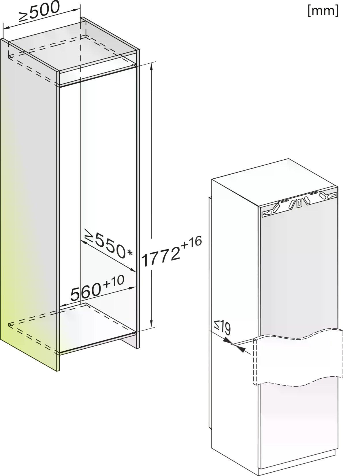 Kühlschrank K7715E Festtürtechnik - MODERN (55,9/177/54,6cm) - Miele