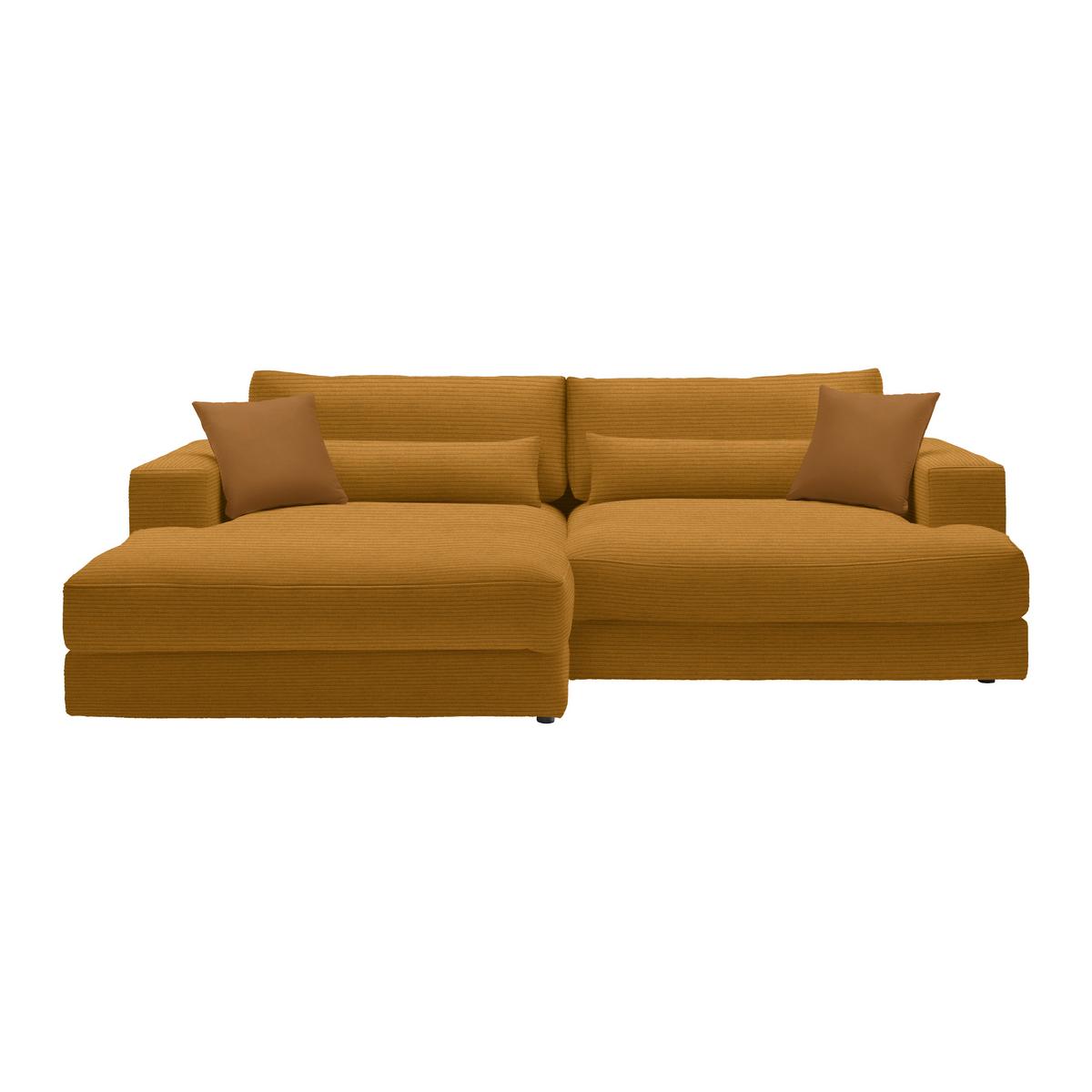 Ecksofa Fabiona links Senfgelb - Senfgelb/Schwarz, MODERN, Holz/Kunststoff (194/85/268cm) - Premium Living