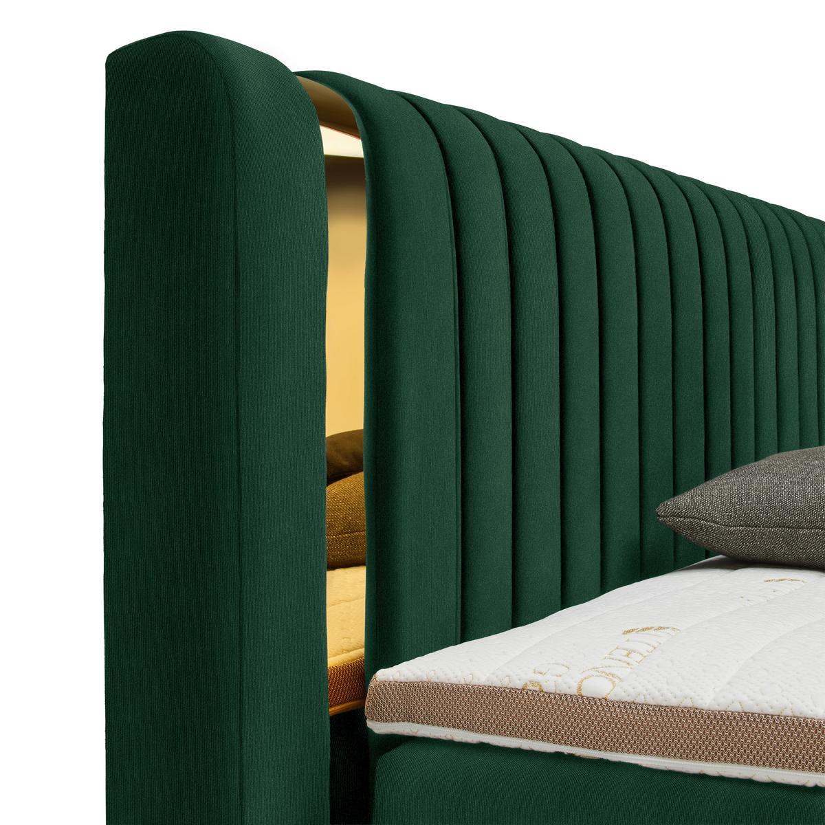 PAT BOXSPRING MINOLA GOLD EXKLUZIV - verde pădure, Konventionell, textil (180/200cm) - Premium Living