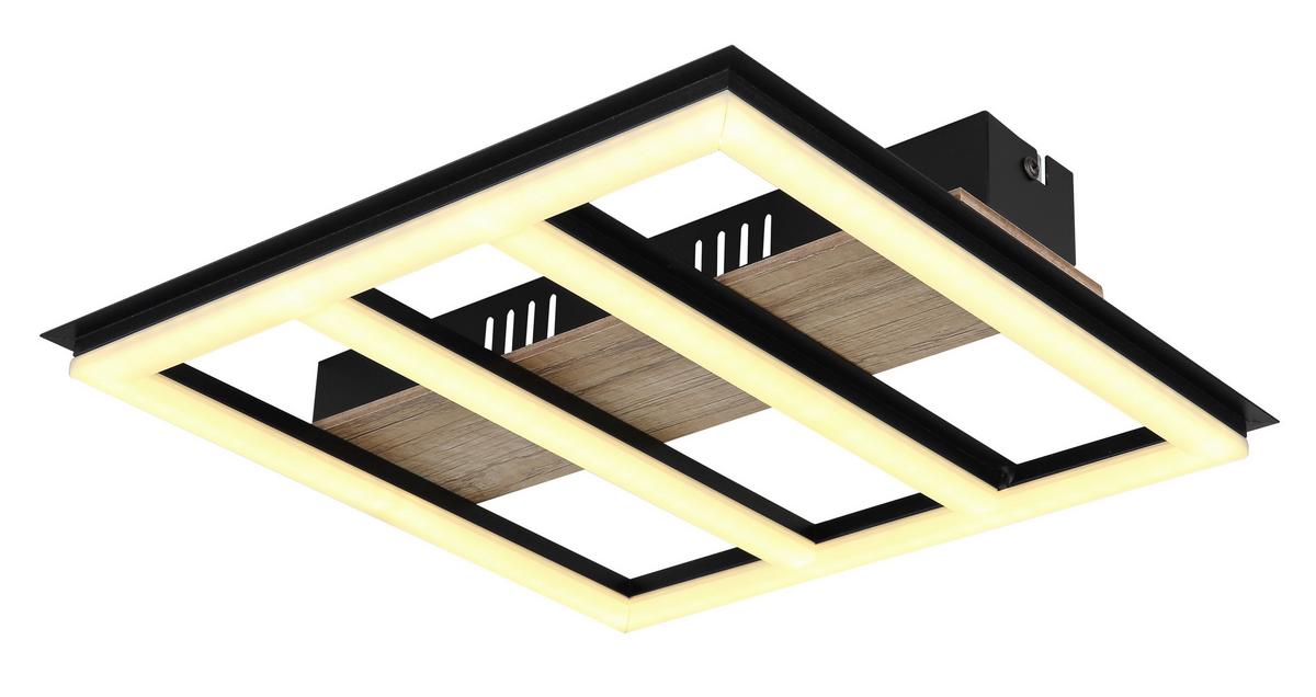 LED-Deckenleuchte Froomy Opal/Dunkelbraun max. 18 Watt - Dunkelbraun/Opal, Natur, Holzwerkstoff/Kunststoff (30/30/5,5cm) - Globo