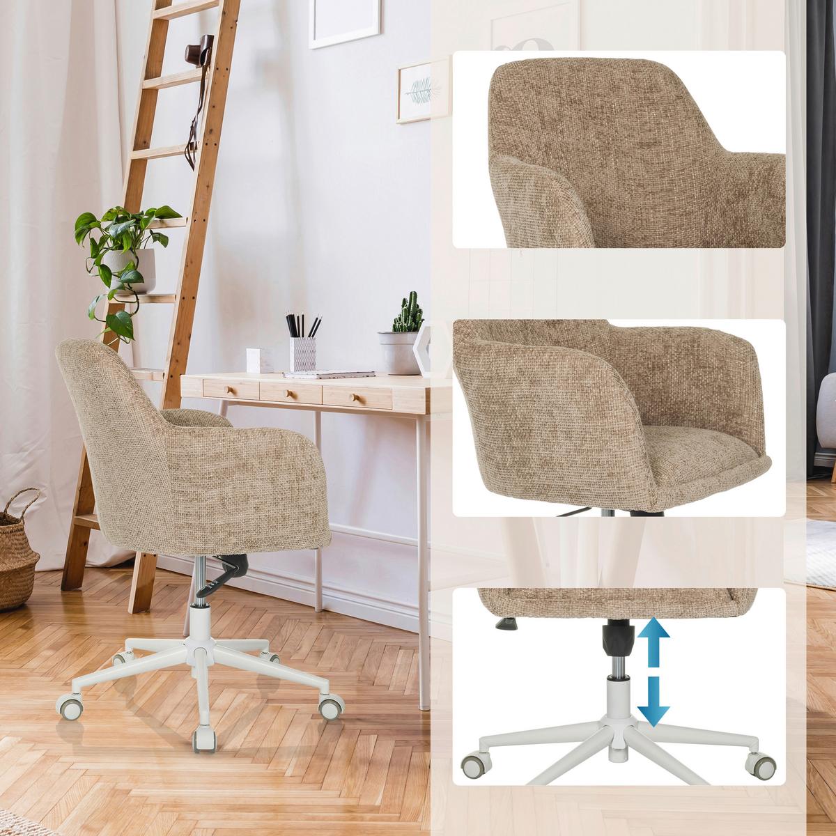 Vrtljivi Stol Solao Home, Bež - bela/bež, Moderno, kovina/umetna masa (58/78/60cm) - MID.YOU
