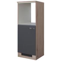 Geräteumbauschrank Shadow ca. 60x168x60 cm Grau/Eiche - Edelstahlfarben/Dunkelgrau, MODERN, Holzwerkstoff/Metall (60/168,5/60cm) - FlexWell