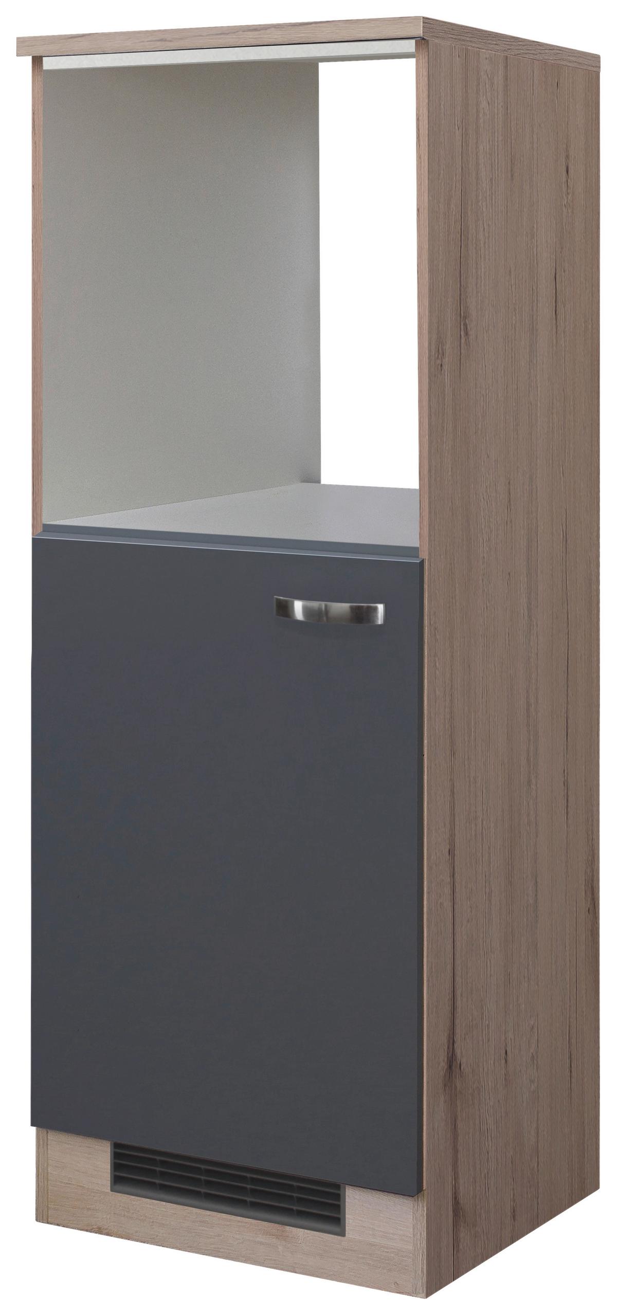 Geräteumbauschrank Shadow ca. 60x168x60 cm Grau/Eiche - Edelstahlfarben/Dunkelgrau, MODERN, Holzwerkstoff/Metall (60/168,5/60cm) - FlexWell