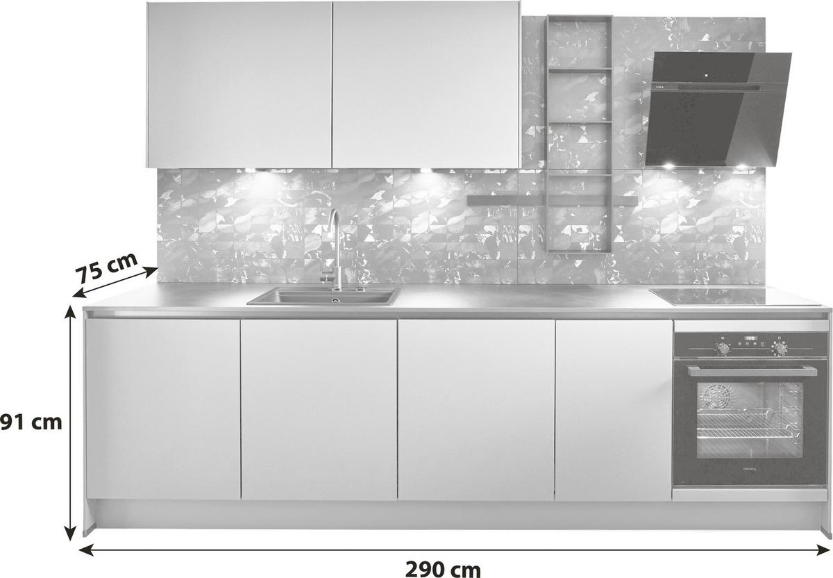Bucătărie la comandă Easytouch - Basics, material pe bază de lemn (290cm) - Nobilia