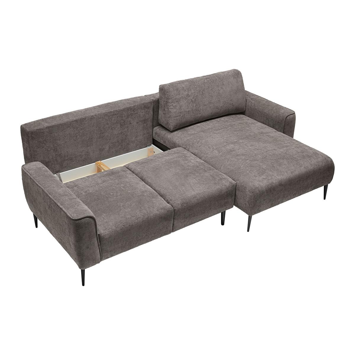 Ecksofa  Custom Dunkelgrau - Dunkelgrau/Schwarz, MODERN, Textil/Metall (255/85/164cm) - Mömax