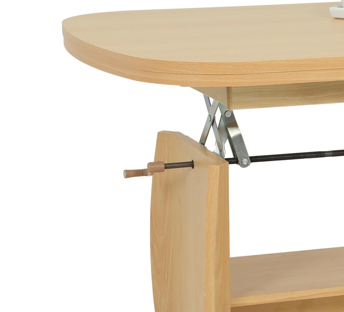 STOLIK KAWOWY MICHAEL SZER: 90-142 CM - kolor bukowy, Basics, materiał drewnopochodny (90 - 142/52 - 62/68cm) - MID.YOU