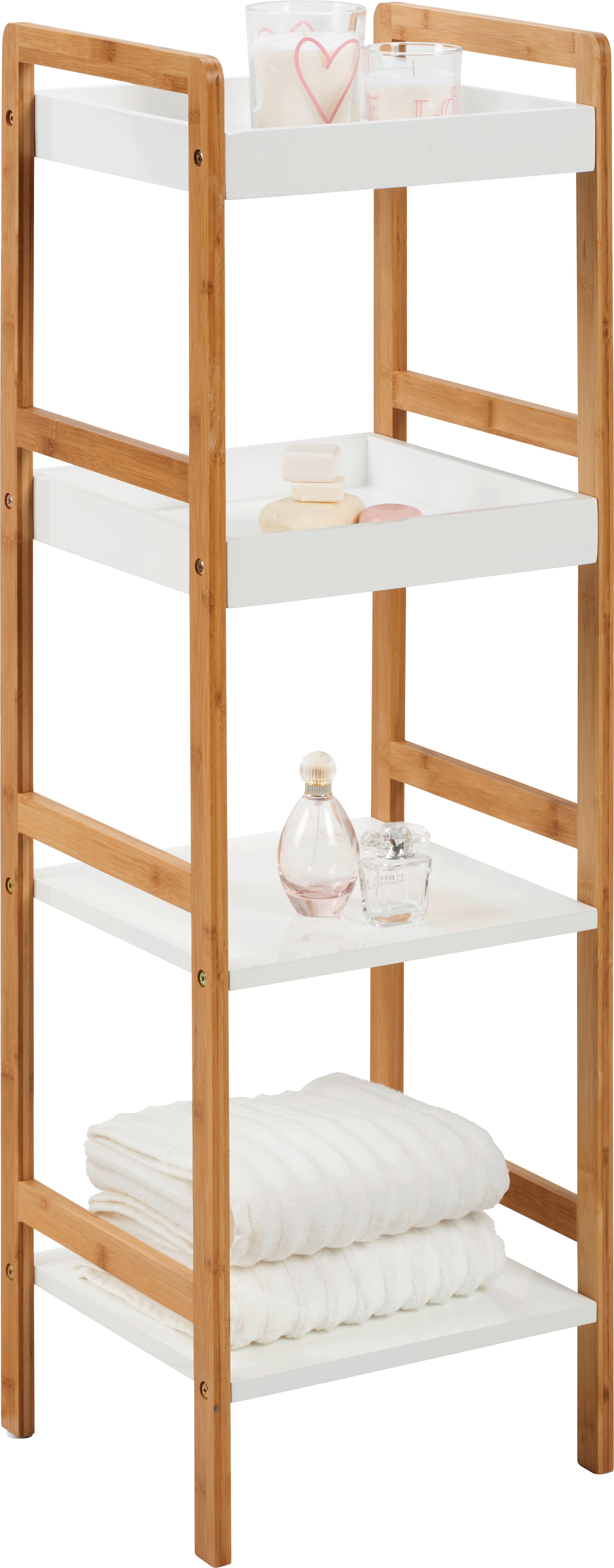Wandregal in Weiss/Naturfarben - Weiss/Naturfarben, Modern, Naturmaterialien/Holzwerkstoff (36/110/33cm) - Modern Living