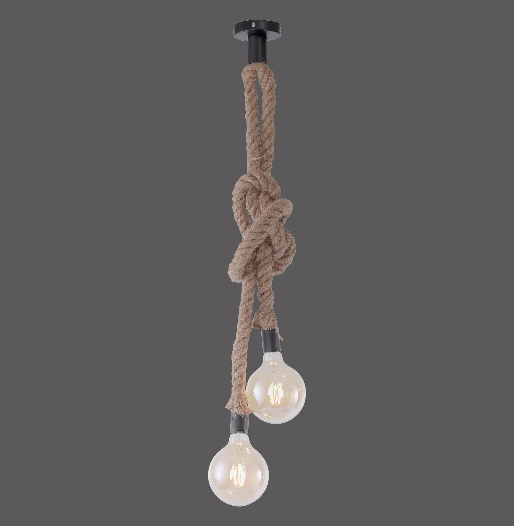 LAMPA WISZĄCA 15482-18 ROPE - czarny, Trend, materiały naturalne/metal (10/155cm)
