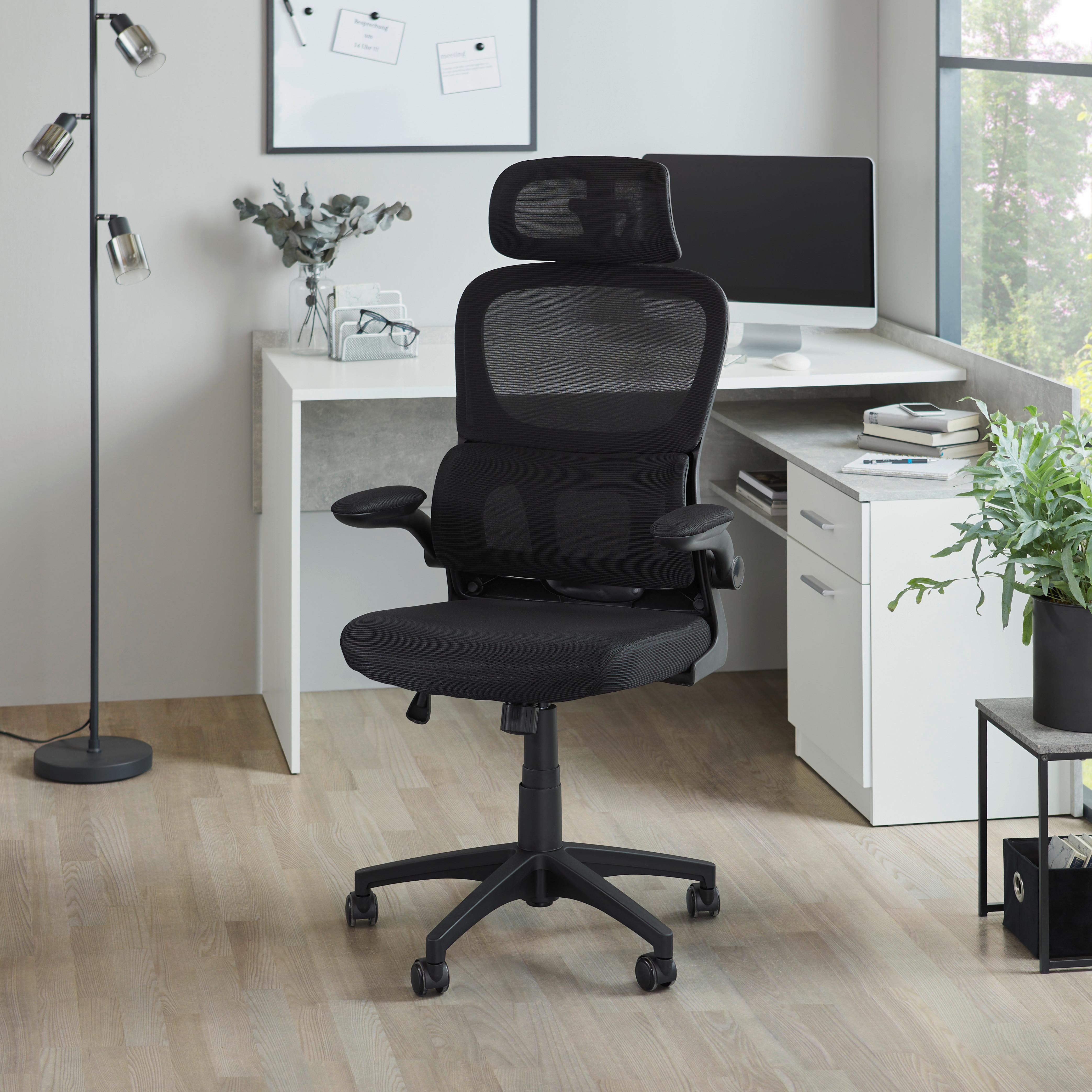 Uredska Stolica Gary 1 - crna, Moderno, tekstil/plastika (62/115-125/65cm) - Modern Living