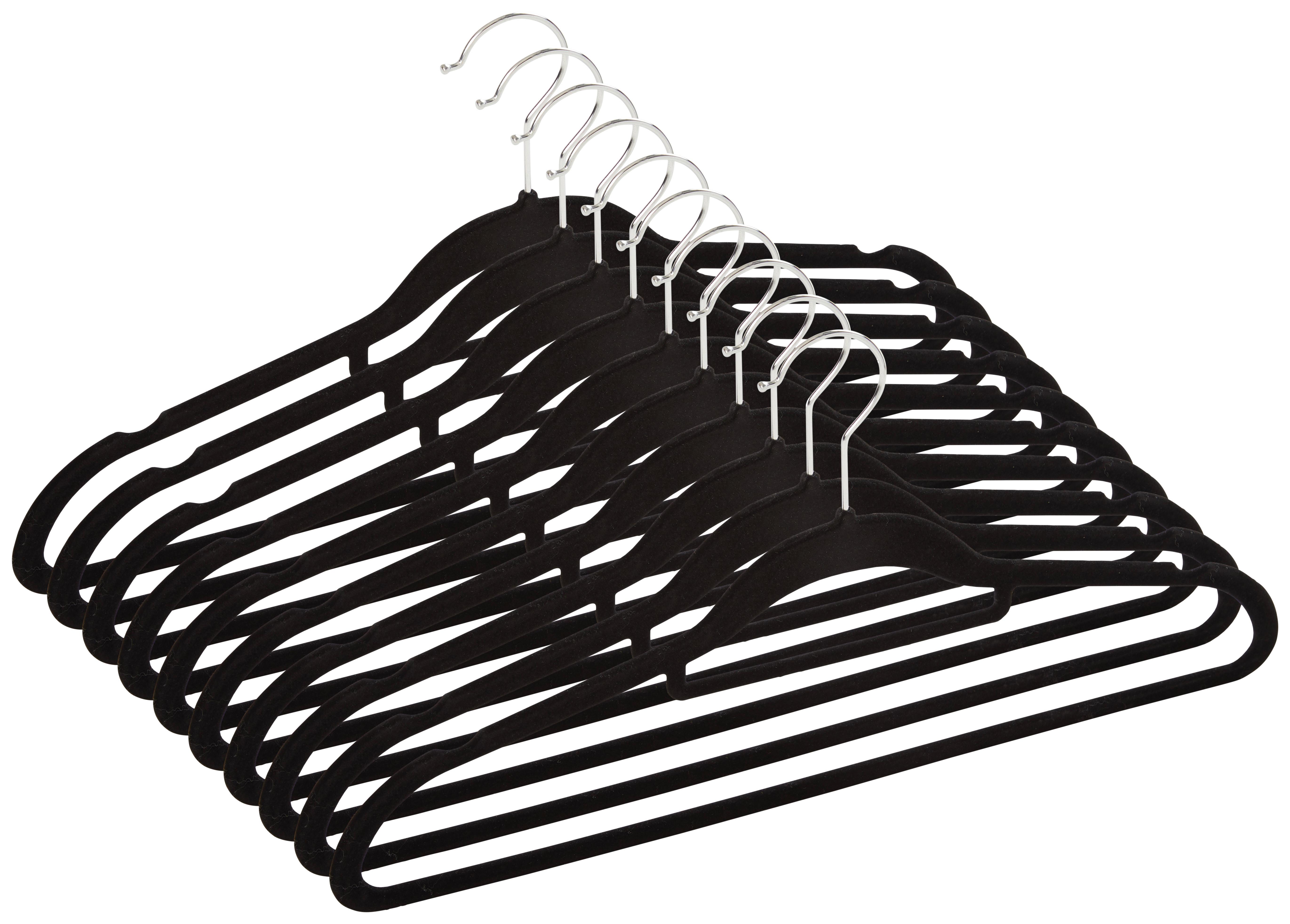 Kleiderbügelset Velvet in diversen Farben - Schwarz/Grau, Modern, Kunststoff (45/24cm) - Premium Living