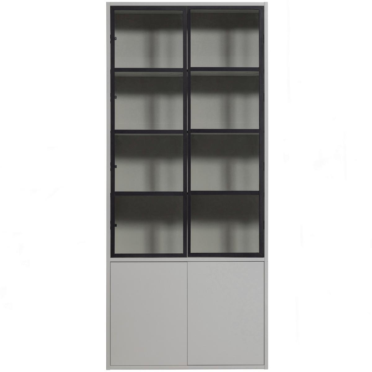 Vitrine Basic Grau - Schwarz/Grau, Design, Glas/Holz (101/230/40cm) - Livetastic